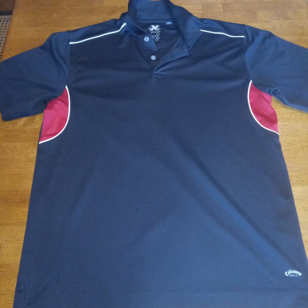 Callaway Men's golf polo size XL red and black with white logos very nice